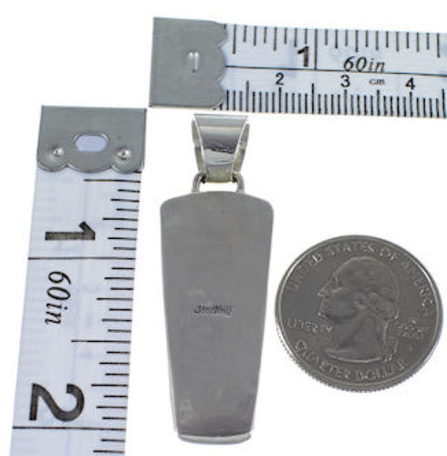 Sterling Silver Black Jade Mother Of Pearl Inlay Slide Pendant RS42793